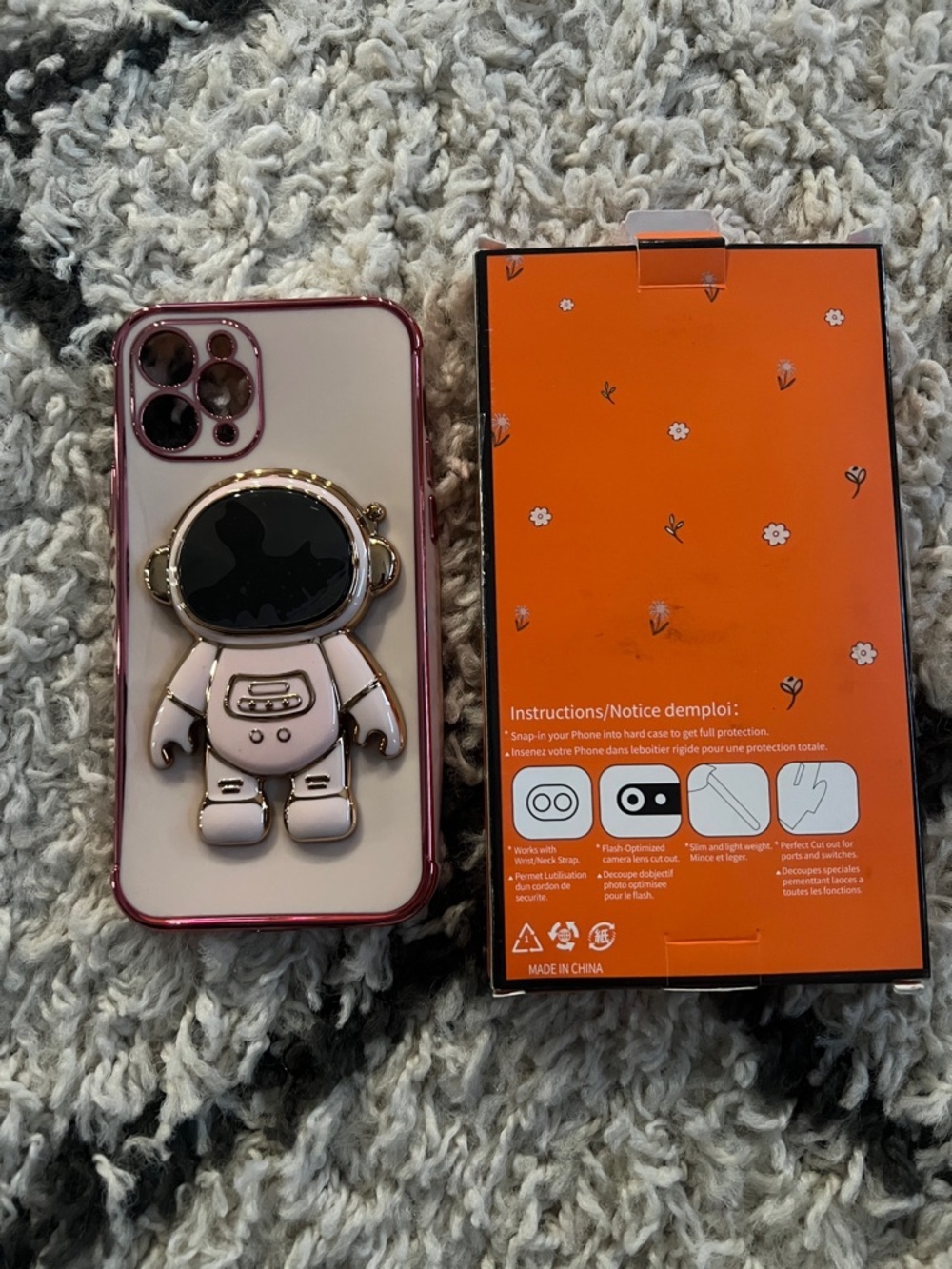 New iPhone 11 Pro Pink Astronaut Phone Case with Ring Holder